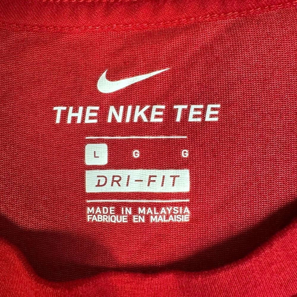 Nike Dri-FIT Mens Red Short Sleeve Athletic Training T-Shirt Swoosh Logo Large - Picture 4 of 9